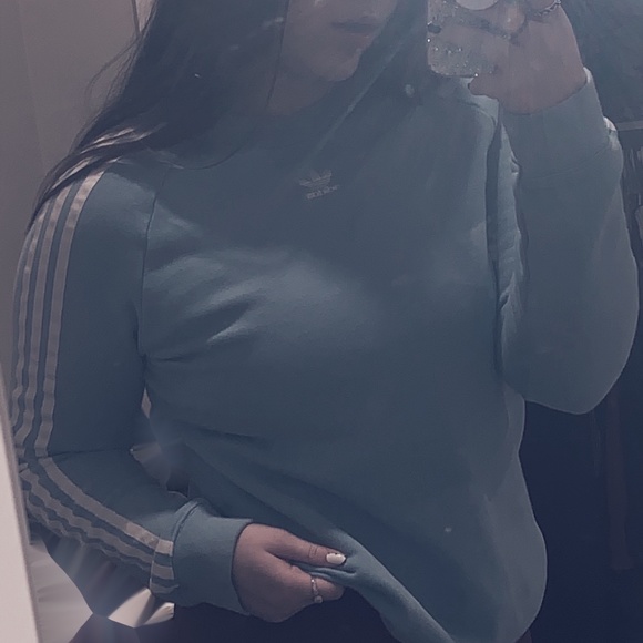 Adidas~ baby blue crewneck sweater - Picture 5 of 5